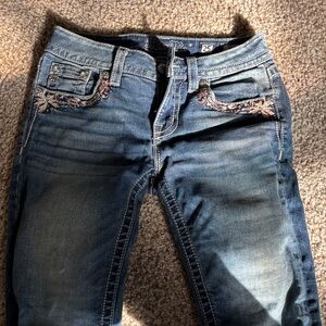 Miss Me Blue Skinny Jeans with Embroidery